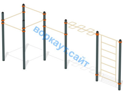Воркаут турники с шведской стенкой и рукоходом  ВС-21 в Челябинске