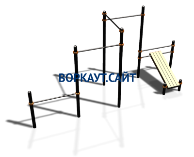 Воркаут комплекс разноуровневых турников со скамьей для пресса ВС-37 в Челябинске