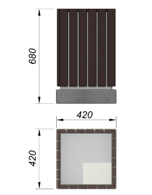 Урна деревянная квадратная с бетонным основанием МАФ 1633 в Челябинске