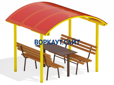 Стол и лавки под навесом МАФ 4005 в Челябинске
